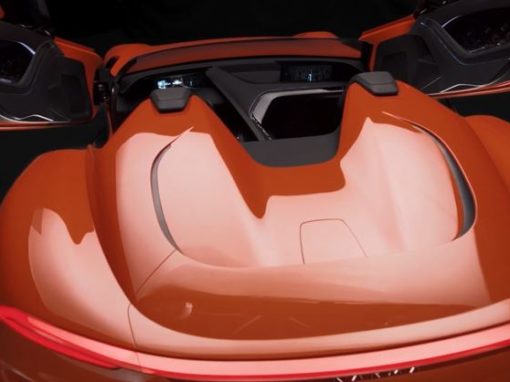 Automotive production setup with crew and crane on location in China